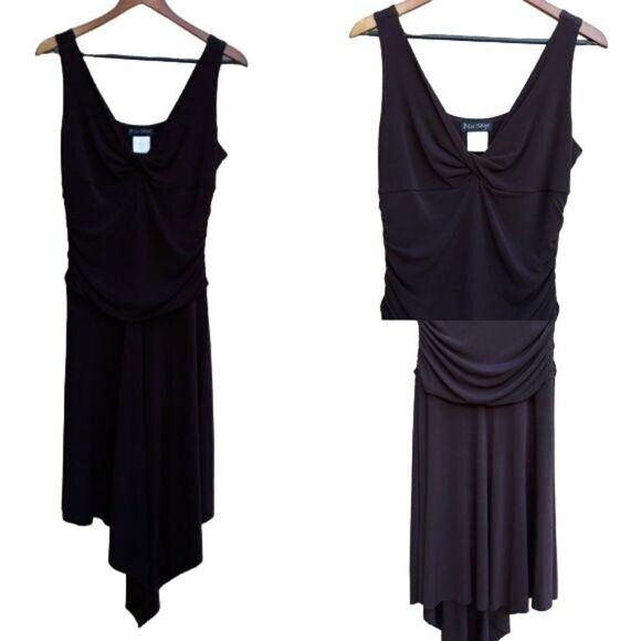 Vintage Blu Sage Toga Dress Size L Brown Tank Ruched Waist Asymmetrical High Low - Picture 1 of 8